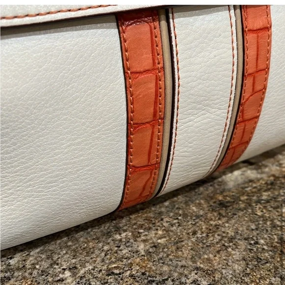 MCM EUC  White/ Orange leather croc embossed Handbag - Picture 5 of 12
